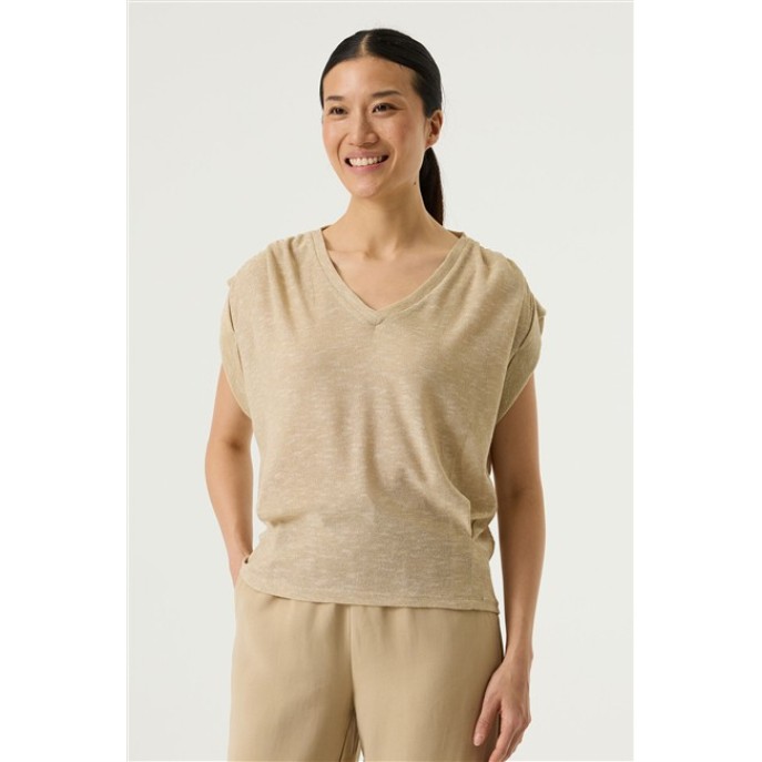 Garcia T-shirt q260011 V-hals  Beige stone